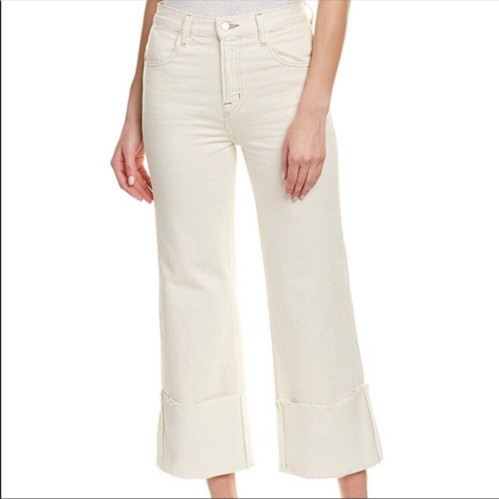 J Brand Joan High Rise Crop wide leg cream